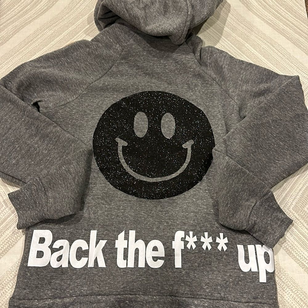 HipChik Coutre ‘Back the F*** Up’ Grey Zip-up Hoodie